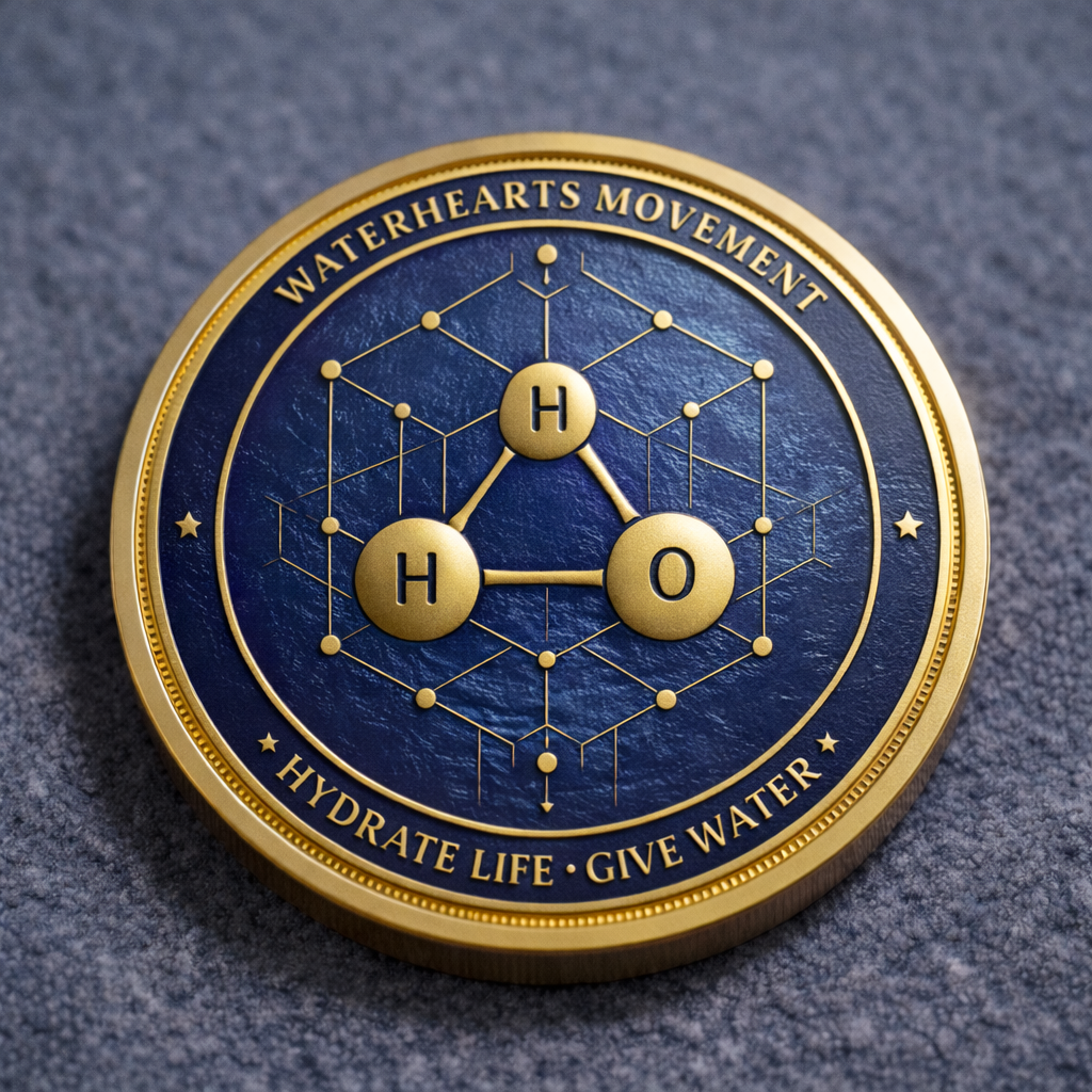 WaterHearts H2O molecule challenge coin back